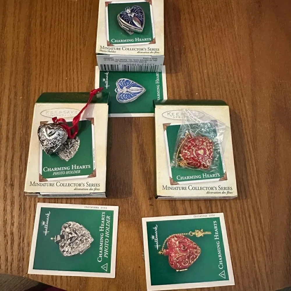 Hallmark Keepsake ornaments Lot 3 Charming Hearts Miniature Collection Photo New